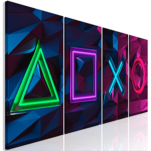 murando – mehrteilige Bilder für Gamers Spielkonsole Vlies Leinwandbild 4 Teilig 160x60 cm Kunstdruck Wandbilder XXL Gamingzimmer Wanddekoration Gaming Deko Design Jugendzimmer Wand Bild von murando