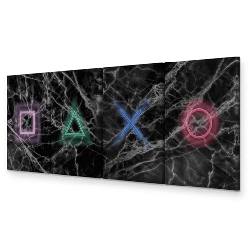 murando – mehrteilige Bilder für Gamers Spielkonsole Vlies Leinwandbild 4 Teilig 160x60 cm Kunstdruck Wandbilder XXL Gamingzimmer Wanddekoration Gaming Deko Design Jugendzimmer Wand Bild von murando