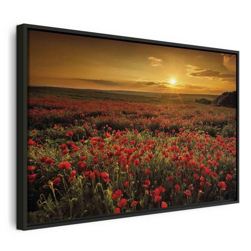 murando Bilder mit Rahmen 120x80 cm Wandbilder groß Leinwandbild XXL schwarzer Holzrahmen modern Wanddekoration Kunstdruck Wanddeko Wohnzimmer Schlafzimmer Landschaft Natur Blumen Wiese von murando