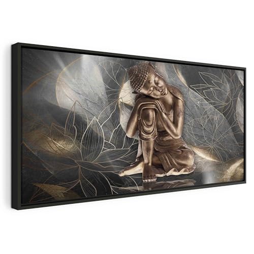 murando - Bilder mit Rahmen Buddha 80x40 cm Wandbilder groß Leinwandbild XXL schwarzer Holzrahmen modern Wanddekoration Kunstdruck Wanddeko Wohnzimmer Schlafzimmer p-C-10024-b-a von murando