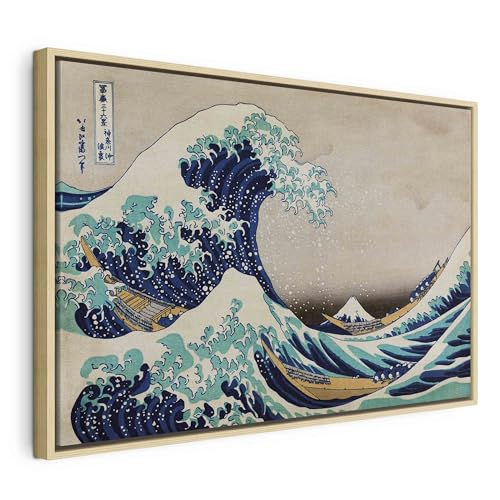 murando - Bilder mit Rahmen Hokusai Katsushika 120x80 cm Wandbilder groß Leinwandbild XXL natürlicher Holzrahmen modern Wanddekoration Kunstdruck Wanddeko Wohnzimmer Schlafzimmer l-G-10124-b-a von murando