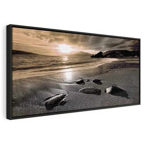 murando - Bilder mit Rahmen Strand und Meer 140x70 cm Wandbilder groß Leinwandbild XXL schwarzer Holzrahmen modern Wanddekoration Kunstdruck Wanddeko Wohnzimmer Schlafzimmer c-B-0493-b-c von murando