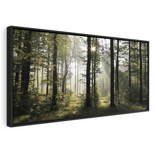 murando - Bilder mit Rahmen Wald 140x70 cm Wandbilder groß Leinwandbild XXL schwarzer Holzrahmen modern Wanddekoration Kunstdruck Wanddeko Wohnzimmer Schlafzimmer c-B-0262-b-a von murando