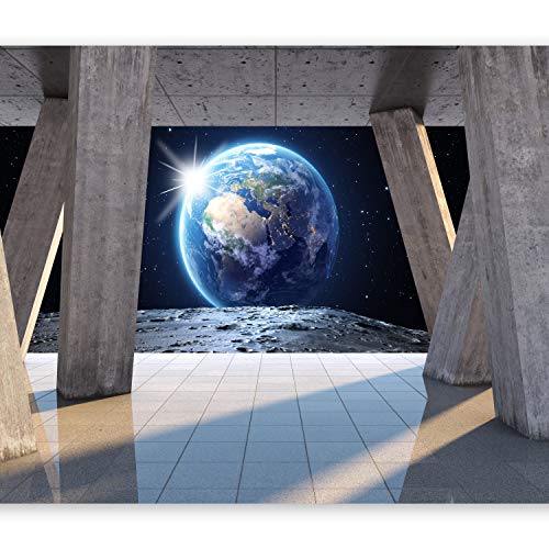 murando Fototapete 300x210 cm Vlies Tapeten Wandtapete XXL Moderne Wanddeko Design Wand Dekoration Wohnzimmer Schlafzimmer Büro Flur Mond Kosmos Architektur Erde Erdball Planet Himmel n-C-0008-a-b von murando