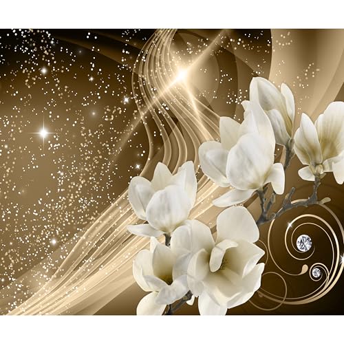 murando Fototapete Blumen Magnolien 200x140 cm Vlies Tapeten Wandtapete XXL Moderne Wanddeko Design Wand Dekoration Wohnzimmer Schlafzimmer Büro Flur Abstrakt Blitz Diamant Braun von murando