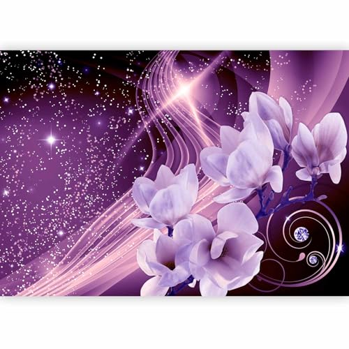 murando Fototapete Blumen Magnolien 200x140 cm Vlies Tapeten Wandtapete XXL Moderne Wanddeko Design Wand Dekoration Wohnzimmer Schlafzimmer Büro Flur Abstrakt Blitz Diamant Violett von murando