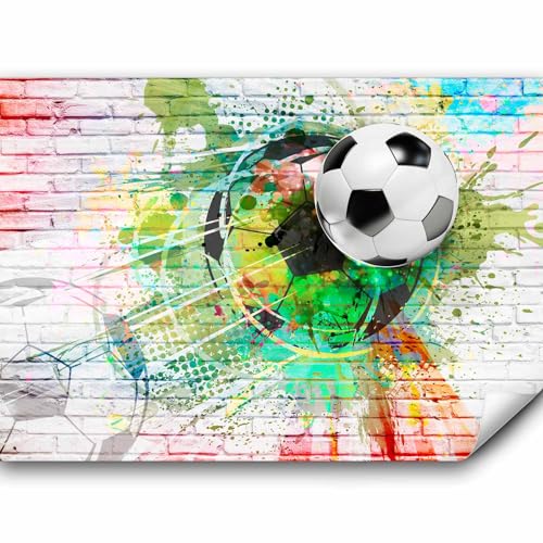 murando Fototapete Fussball 100x70 cm Vlies Tapeten Wandtapete XXL Moderne Wanddeko Design Wand Dekoration Wohnzimmer Schlafzimmer Büro Flur Ziegel Graffiti Kindertapete Kinderzimmer i-B-0044-a-a von murando