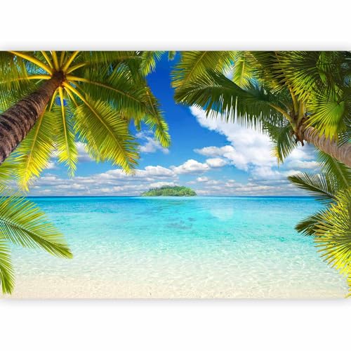 murando Fototapete Tropische Insel 100x70 cm Vlies Tapeten Wandtapete XXL Moderne Wanddeko Design Wand Dekoration Wohnzimmer Schlafzimmer Büro Flur Tropical Strand Meer Landschaft Palmen 10110903-21 von murando