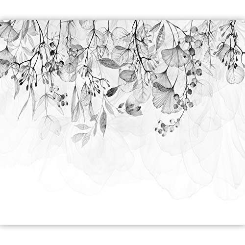 murando Fototapete graue Blätter 350x256 cm Pflanzen Motiv Tapete Wandtapete XXL Moderne Wanddeko Design Mustertapete Wand Dekoration Wohnzimmer Schlafzimmer Büro Flur Efeu Natur Floral Muster von murando