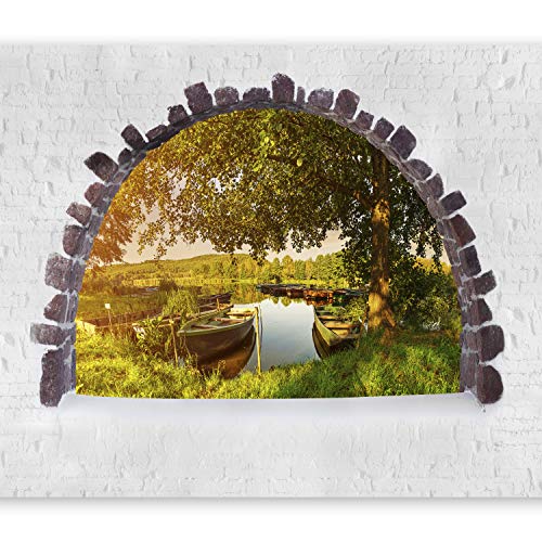 murando Fototapete selbstklebend 147x105 cm Tapete Wandtapete Klebefolie Dekorfolie Tapetenfolie Wand Dekoration Wandaufkleber Wohnzimmer Steine Ziegel Fenster Landschaft Natur von murando