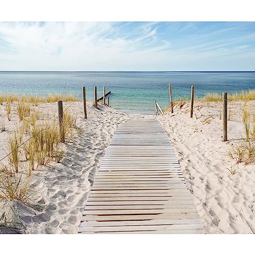 murando Fototapete selbstklebend 294x210 cm Tapete Wandtapete Klebefolie Dekorfolie Tapetenfolie Wand Dekoration Wandaufkleber Wohnzimmer Landschaft Natur Meer Strand blau beige von murando