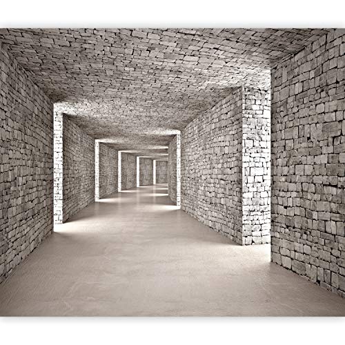 murando Fototapete selbstklebend 3D Tunnel 343x256 cm Tapete Wandtapete Klebefolie Dekorfolie Tapetenfolie Wand Dekoration Wandaufkleber Wohnzimmer Mauer Ziegel d-B-0332-a-a von murando