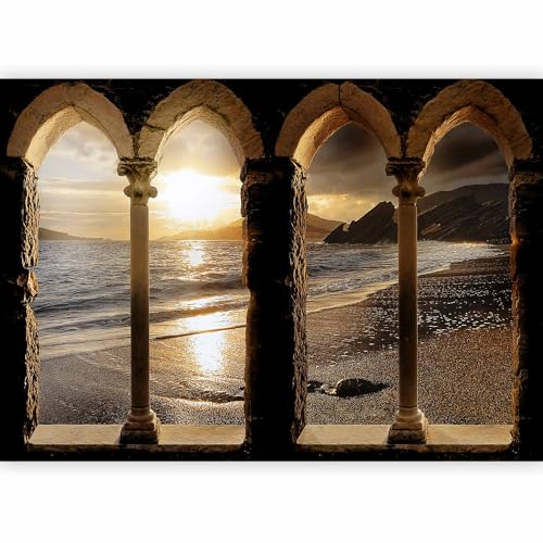 murando Fototapete selbstklebend Strand Meer 245x175 cm Tapete Wandtapete Klebefolie Dekorfolie Tapetenfolie Wand Dekoration Wandaufkleber Wohnzimmer Natur Landschaft Steinoptik 3d von murando