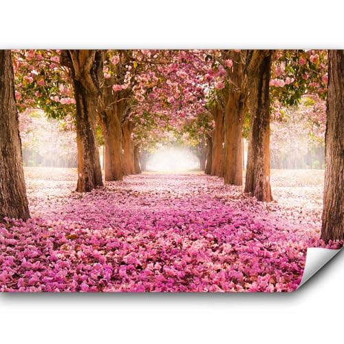 murando Fototapete selbstklebend Weg 343x256 cm Tapete Wandtapete Klebefolie Dekorfolie Tapetenfolie Wand Dekoration Wandaufkleber Wohnzimmer Blumen Bäume Park Allee rosa braun von murando