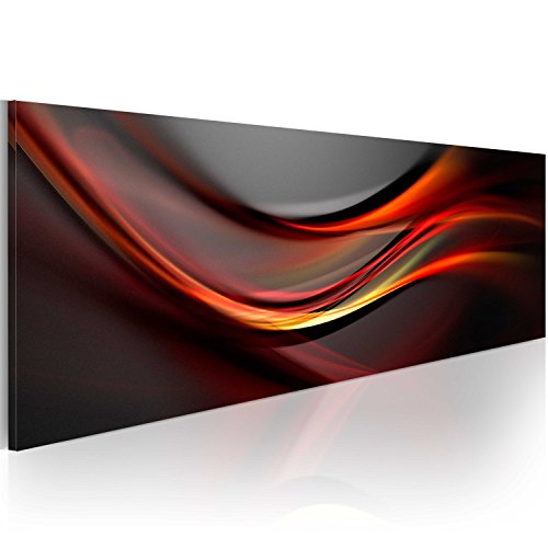 murando HandArt Bilder auf Leinwand Abstrakt 1 tlg Leinwandbild Wandbilder Wohnzimmer Wanddekoration Moderne Kunst - Welle schwarz rot orange a-A-0138-b-c von murando