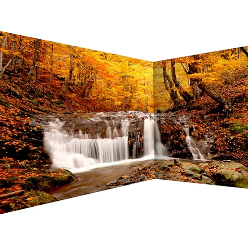 murando PREMIUM Vlies Eckfototapete Wasserfall 550x250 cm Tapeten Wandtapete XXL Moderne Fototapete Wanddeko Design Wand Dekoration Wohnzimmer Schlafzimmer Büro Flur Natur Herbst Wald c-B-0472-a-a von murando