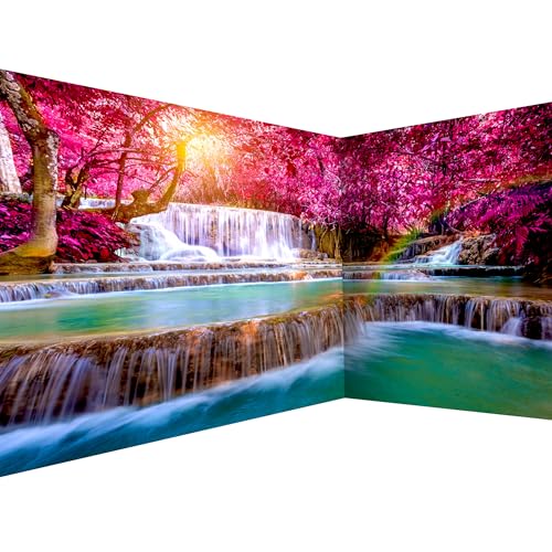 murando PREMIUM Vlies Eckfototapete Wasserfall 550x250 cm Tapeten Wandtapete XXL Moderne Fototapete Wanddeko Design Wand Dekoration Wohnzimmer Schlafzimmer Büro Flur Natur Sonne Wald c-B-0474-a-a von murando