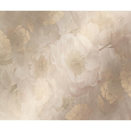 murando PREMIUM Fototapete Blumen 200x140 cm Vlies Tapeten Wandtapete XXL Moderne Wanddeko Design Wand Dekoration Wohnzimmer Schlafzimmer Büro Blüte Abstrakt Vintage Betonoptik von murando