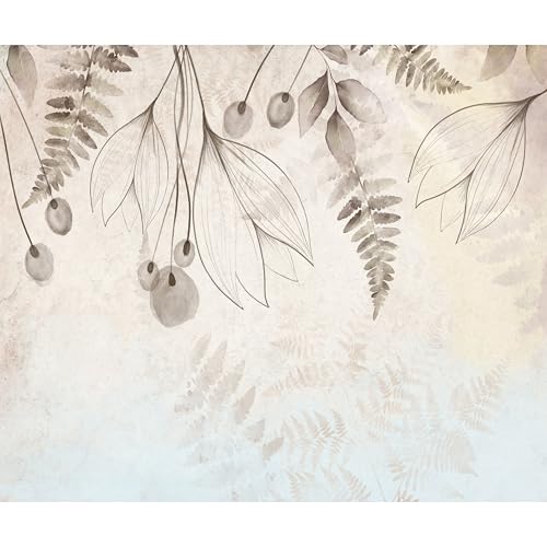 murando PREMIUM Fototapete Blumen Blätter 450x315 cm Vlies Tapeten Wandtapete XXL Moderne Wanddeko Design Wand Dekoration Wohnzimmer Schlafzimmer Büro Natur Botanik Pflanzen Fern von murando