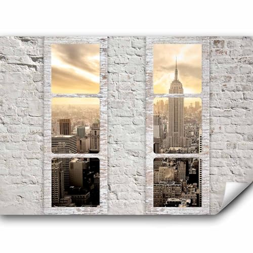 murando PREMIUM Fototapete Fenster nach New York 250x175 cm Vlies Tapeten Wandtapete XXL Moderne Wanddeko Design Wand Dekoration Wohnzimmer Schlafzimmer Büro Flur Stadt City Skyline von murando