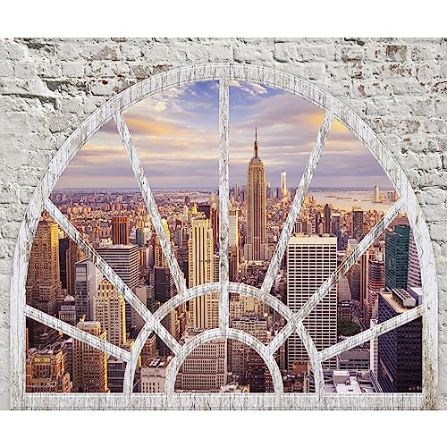 murando PREMIUM Fototapete Fenster nach New York 350x256 cm Vlies Tapeten Wandtapete XXL Moderne Wanddeko Design Wand Dekoration Wohnzimmer Schlafzimmer Büro Flur City Stady r von murando