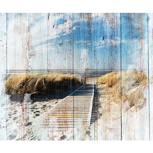 murando PREMIUM Fototapete Strand und Meer 450x315 cm Vlies Tapeten Wandtapete XXL Moderne Wanddeko Design Wand Dekoration Wohnzimmer Schlafzimmer Büro Flur Landschaft Natur Holz See von murando