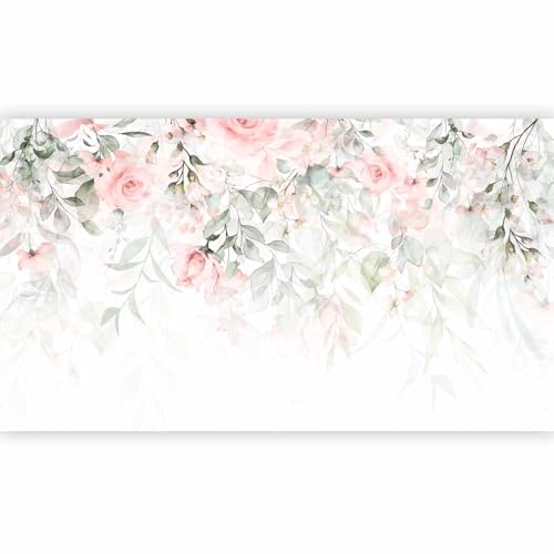 murando - PREMIUM Fototapete XXL Blätter 500x280 cm Vlies Tapeten Wandtapete XXL Moderne Wanddeko Design Wand Dekoration Wohnzimmer Schlafzimmer Rose Natur Pflanzen Botanik wie gemalt von murando