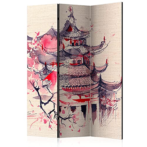 murando - Paravent Raumteiler Innen Japanischer Kirschbaum 135x172 cm einseitig auf Vlies-Leinwand Bedruckt Trennwand Spanische Wand Sichtschutz Raumtrenner Kirschblüte Ornament Japan p-B-0045-z-b von murando