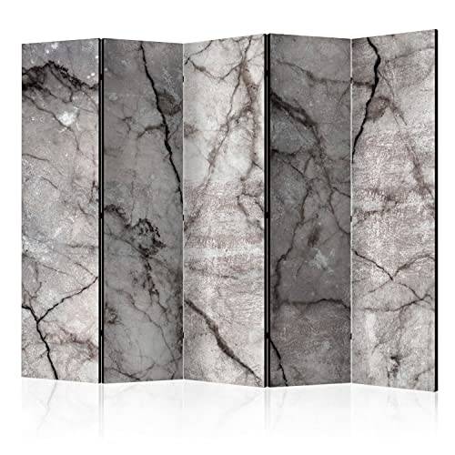murando - Paravent Raumteiler Innen Marmor 225x172 cm 5-teilig Einseitig Raumtrenner Trennwand Holz Room Divider Sichtschutz Spanische Wand Raum Abtrennung wei§ Steinoptik Marmoroptik f-A-0720-z-c von murando
