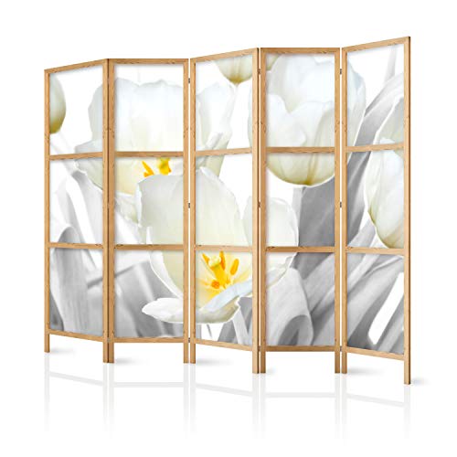 murando - Paravent XXL Blumen 225x171 cm 5-teilig einseitig eleganter Sichtschutz Raumteiler Trennwand Raumtrenner Holz Design Motiv Deko Home Office Japan b-C-0395-z-c von murando