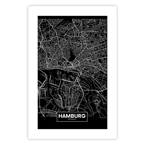 murando Poster Stadt Hamburg 40x60 cm Bilder Kunstdruck Plakat Wandbild Print Kunstposter Wandposter Wandbild Wohnung Wanddeko Design Karte k-B-0072-ao-a von murando