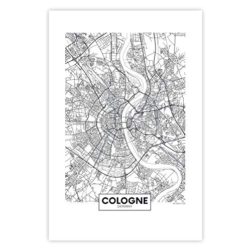 murando Poster Stadt Köln 20x30 cm Bilder Kunstdruck Plakat Wandbild Print Kunstposter Wandposter Wandbild Wohnung Wanddeko Design Karte d-B-0229-ao-a von murando