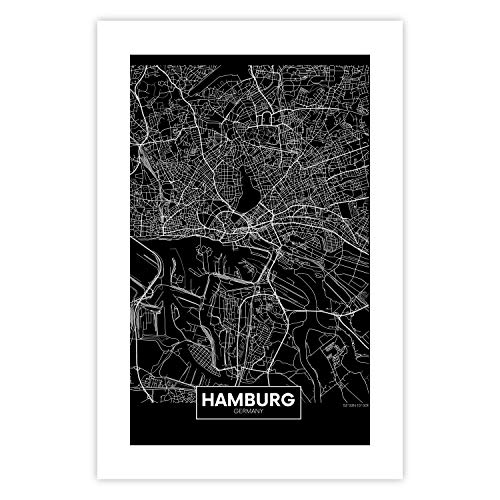 murando Poster XXL Stadt Hamburg 60x90 cm Bilder Kunstdruck Plakat Wandbild Print Kunstposter Wandposter Wandbild Wohnung Wanddeko Design Karte k-B-0072-ao-a von murando