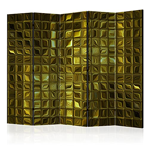 murando Raumteiler Foto Paravent 3D Effekt Abstrakt 225x172 cm beidseitig auf Vlies-Leinwand Bedruckt Trennwand Spanische Wand Sichtschutz Raumtrenner Design geometrisch gelb Quadrat f-B-0268-z-c von murando