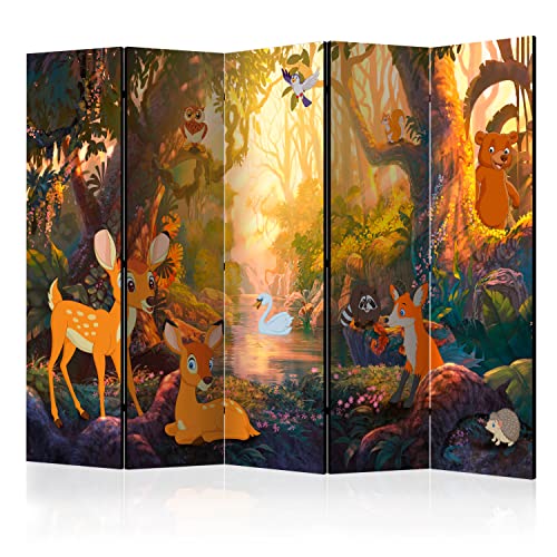 murando Raumteiler Foto Paravent Blumen 225x172 cm einseitig auf Vlies-Leinwand Bedruckt Trennwand Spanische Wand Sichtschutz Raumtrenner Design Landschaft Wald Tiere Hirsche e-C-0052-z-c von murando