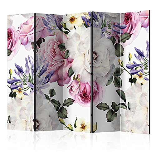 murando Raumteiler Foto Paravent Blumen 225x172 cm einseitig auf Vlies-Leinwand Bedruckt Trennwand Spanische Wand Sichtschutz Raumtrenner Natur Rose bunt Pflanzenmotiv b-B-0558-z-c von murando