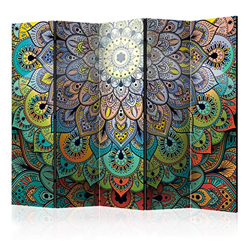 murando Raumteiler Foto Paravent Mandala 225x172 cm beidseitig auf Vlies-Leinwand Bedruckt Trennwand Spanische Wand Sichtschutz Raumtrenner Home Office Zen Orient f-A-0618-z-c von murando