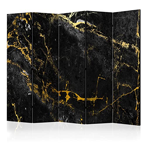 murando Raumteiler Foto Paravent Steinwand 225x172 cm einseitig auf Vlies-Leinwand Bedruckt Trennwand Spanische Wand Sichtschutz Raumtrenner Design Marmoroptik Abstrakt 3D golden schwarz f-C-0461-z-c von murando