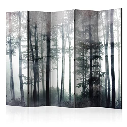 murando - Paravent Raumteiler Innen Wald BŠume 225x172 cm 5-teilig Einseitig Raumtrenner Trennwand Holz Room Divider Sichtschutz Spanische Wand Raum Abtrennung Betonoptik wie gemalt b-C-0986-z-c von murando