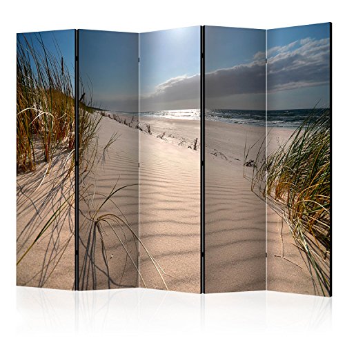 murando Raumteiler Strand Meer Foto Paravent 225x172 cm beidseitig auf Vlies-Leinwand Bedruckt Trennwand Spanische Wand Sichtschutz Raumtrenner Home Office Natur Landschaft c-B-0340-z-c von murando