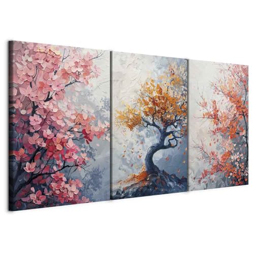 murando - Set Akustik-Wandbilder 3 tlg Wanddeko Collage 3er 180x90 cm (je 60x90 cm) – Leinwandbild Wohnzimmer Schlafzimmer - Der Baum des Glücks – eine warme bildhafte Komposition b-H-10199-b-a von murando
