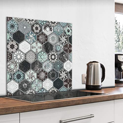 murando Spritzschutz Glas für Küche 60x60 cm Küchenrückwand Küchenspritzschutz Fliesenschutz Glasbild Dekoglas Küchenspiegel Glasrückwand Fliesen Mosaik - f-B-0296-aq-a von murando