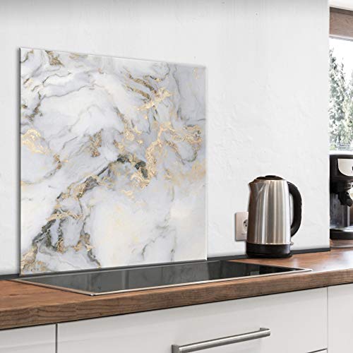 murando Spritzschutz Glas für Küche 60x60 cm Küchenrückwand Küchenspritzschutz Fliesenschutz Glasbild Dekoglas Küchenspiegel Glasrückwand Marmoroptik - f-B-0301-aq-a von murando
