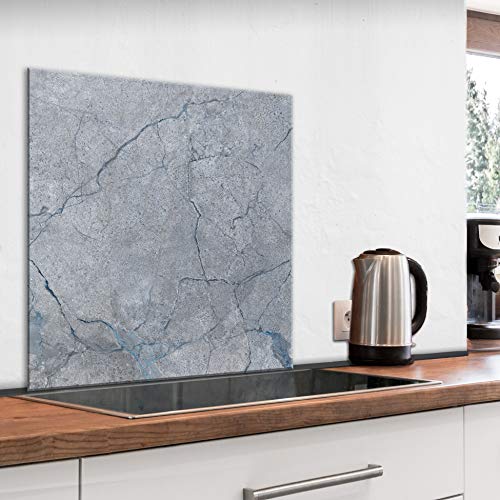 murando Spritzschutz Glas für Küche 60x60 cm Küchenrückwand Küchenspritzschutz Fliesenschutz Glasbild Dekoglas Küchenspiegel Glasrückwand Marmoroptik grau - f-C-0434-aq-a von murando