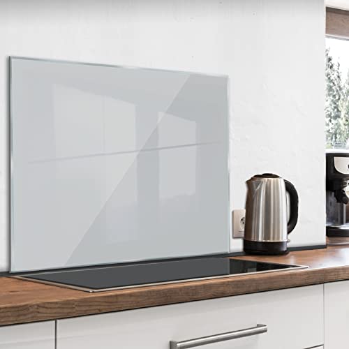 murando Spritzschutz Glas für Küche 80x60 cm Küchenrückwand Küchenspritzschutz Fliesenschutz Glasbild Dekoglas Küchenspiegel Glasrückwand hellgrau f-A-10140-aq-b von murando