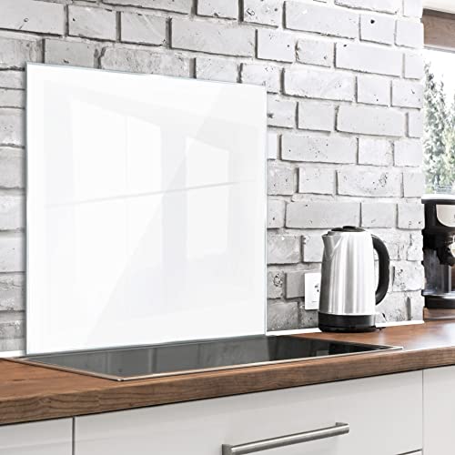 murando Spritzschutz Glas für Küche 80x80 cm Küchenrückwand Küchenspritzschutz Fliesenschutz Glasbild Dekoglas Küchenspiegel Glasrückwand Weiss f-A-10148-aq-a von murando