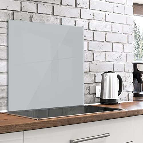 murando Spritzschutz Glas für Küche 80x80 cm Küchenrückwand Küchenspritzschutz Fliesenschutz Glasbild Dekoglas Küchenspiegel Glasrückwand hellgrau f-A-10140-aq-a von murando