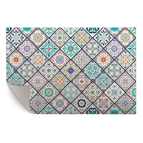 murando - Vinyl Teppich 90x60 cm - PVC Küchenteppich für Wohnzimmer Schlafzimmer Outdoor Läufer Küche Vinylteppich Dünn rutschfest Balkonteppich Design - Vintage Mosaik Optik Abstrakt f-C-0202-bi-a von murando