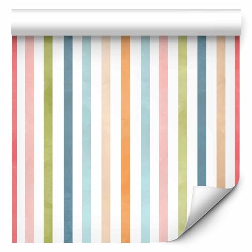 murando Vlies Tapete Deko Panel Fototapete farbige Streifen Wanddeko 10 m Tapetenrolle Mustertapete Wandtapete modern design Dekoration - farbige Streifen Regenbogen Pastellfarben von murando