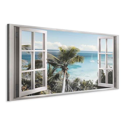 murando Wandbild Mega XXXL Fensterblick Einteiliger XXL-Format Kunstdruck zur Selbstmontage Leinwandbilder moderne Bilder DIY Wanddekoration Wohnung Deko Meer Strand Insel von murando